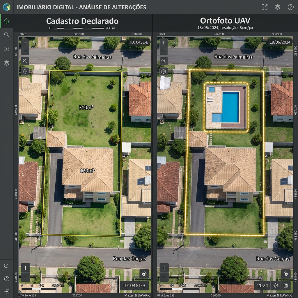 Comparativo de lote com piscina
